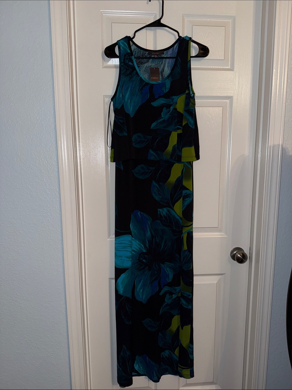 Fever Floral Maxi Dress in Teal, Navy and Lime